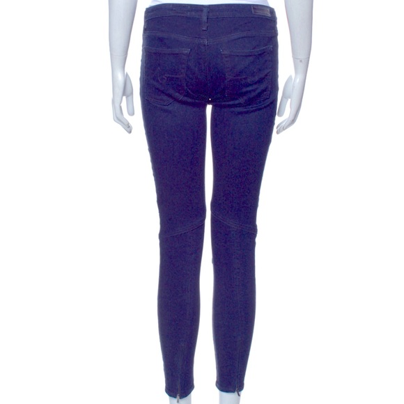 AGR Moto Skinny Dark Wash Blue Denim Jeans - Picture 2 of 9